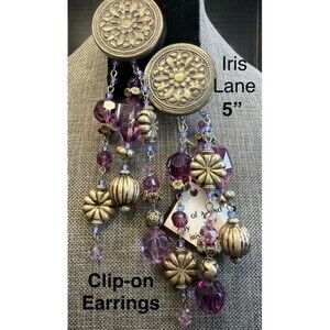 E16. Vintage Iris Lane "One of a Kind" 5” Dramatic Statement Clip-On Earrings